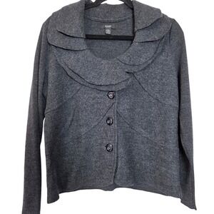 Alfani Petite Merino‎ Wool Cardigan Ruffle Collar Button Front